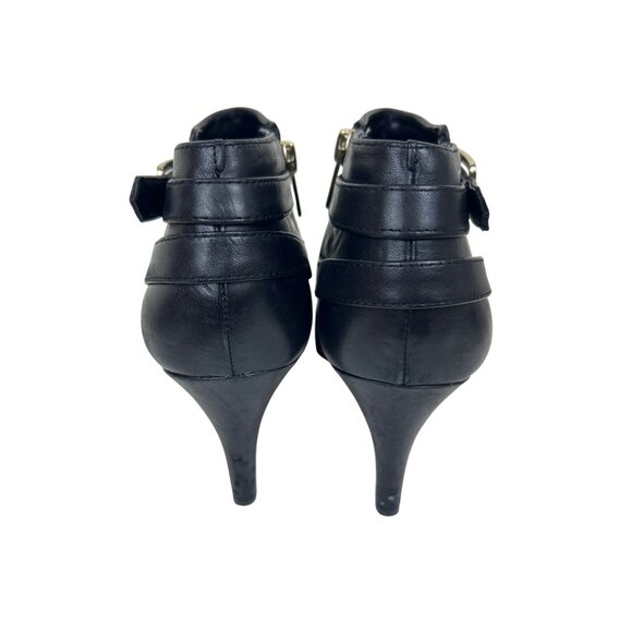Vince Camuto Women’s 7.5M Black Leather Ankle Booties Zip Buckle Strap Heel - Picture 6 of 12